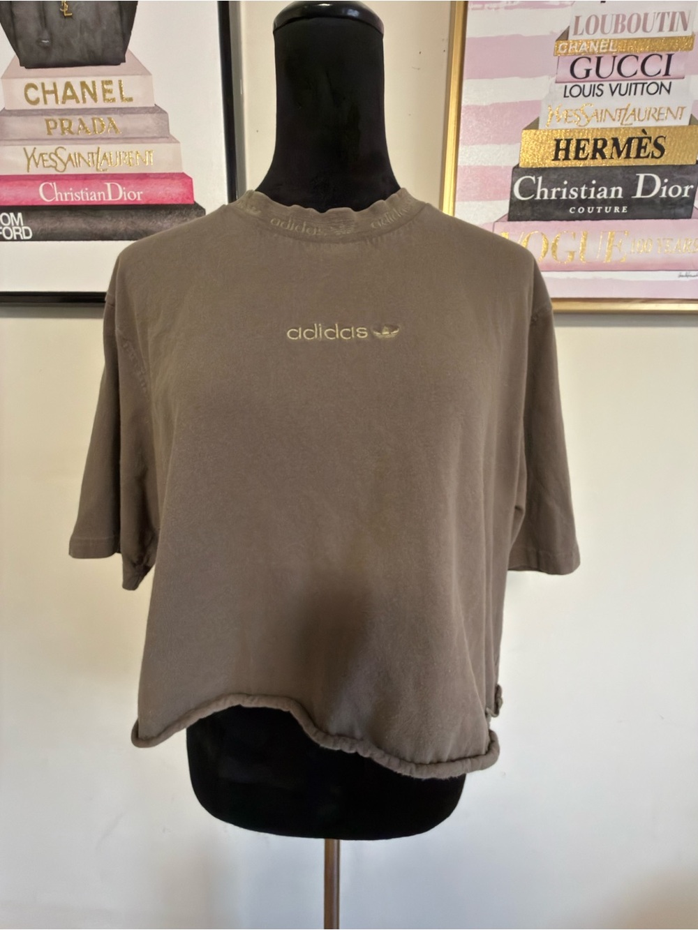 adidas Women’s Cropped Logo Tee — Taupe